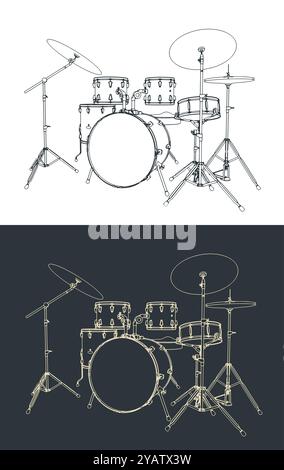 Illustration vectorielle stylisée d'un kit de batterie Illustration de Vecteur