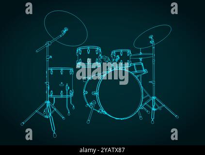 Illustration vectorielle stylisée d'un kit de batterie Illustration de Vecteur