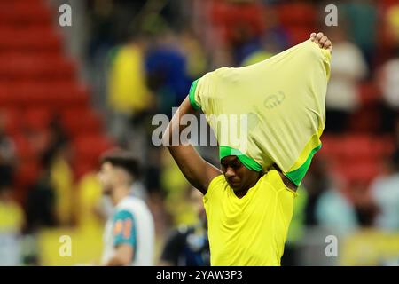 Brasilia, Brésil. 15 octobre 2024. Endrick du Brésil après le match entre le Brésil et le Pérou pour la 10e manche des qualifications FIFA 2026, au stade Mane Garrincha, à Brasilia, Brésil, le 15 octobre 2024. Photo : Heuler Andrey/DiaEsportivo/Alamy Live News crédit : DiaEsportivo/Alamy Live News Banque D'Images