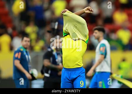 Brasilia, Brésil. 15 octobre 2024. Endrick du Brésil après le match entre le Brésil et le Pérou pour la 10e manche des qualifications FIFA 2026, au stade Mane Garrincha, à Brasilia, Brésil, le 15 octobre 2024. Photo : Heuler Andrey/DiaEsportivo/Alamy Live News crédit : DiaEsportivo/Alamy Live News Banque D'Images