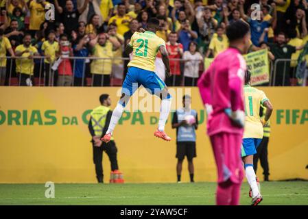 Brasilia, Pérou. 15 octobre 2024. São PAULO, BRÉSIL - 15 OCTOBRE : match des qualifications pour la Coupe du monde de la FIFA 2026 entre le Brésil et le Pérou à l'Arena BRB Mané Garrincha Stadium le 15 octobre 2024 à Brasilia, DF, Brésil. (Photo de Guilherme Veiga/PxImages) crédit : PX images/Alamy Live News Banque D'Images