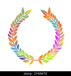 Cercle coloré d'oreille de blé sur fond blanc. Modèle de logo pour le blé agricole. Cadre avec des feuilles victoire. dessiné à la main. Pas ai, illustration vectorielle Illustration de Vecteur