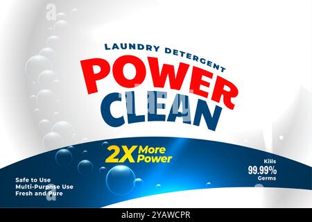 étiquette de nettoyant en poudre de détergent à lessive pour le vecteur d'hygiène des toilettes ou de salle de bain Illustration de Vecteur