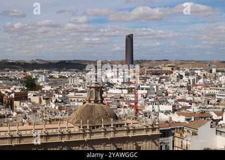 Vue sur Séville depuis la cathédrale de Séville, Andalousie, Espagne Banque D'Images