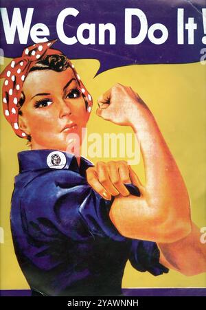 Le Rosie Riveter, 1942 La Seconde Guerre mondiale, de l'affiche. Nous pouvons le faire ! Vintage poster la seconde guerre mondiale par J. Howard Miller. Le Rosie Riveter est une icône culturelle de la United States Banque D'Images