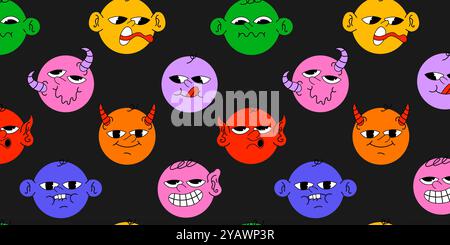 Motif sans couture ronds de visages comiques abstraits Illustration de Vecteur