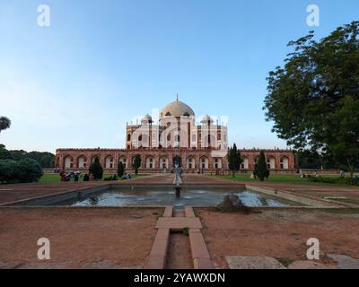 'Humayun's Tomb, un exemple étonnant de l'architecture moghole à Delhi, en Inde, avec son grand dôme, complexe Banque D'Images