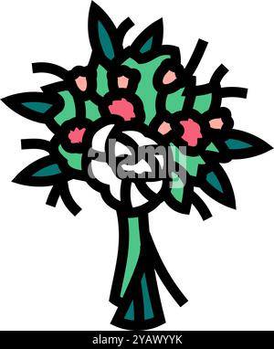 illustration vectorielle d'icône de couleur de fleur de bouquet nosegay Illustration de Vecteur