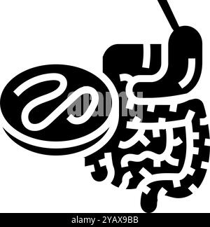 illustration vectorielle d'icône de glyphe parasite du système digestif de ver Illustration de Vecteur