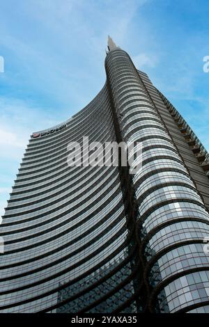 Tour UniCredit à Milan Italie dans la Piazza Gae Aulenti - gratte-ciel gratte-ciel bâtiment le plus haut en Italie Banque D'Images