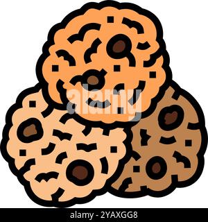 illustration vectorielle d'icône de couleur de nourriture de casse-croûte de biscuits d'avoine Illustration de Vecteur