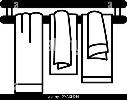 Trois serviettes suspendues sur une étagère Illustration de Vecteur