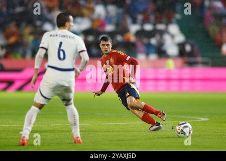 Cordoue, Espagne. 15 octobre 2024. Pedri (ESP) Football/Football : Ligue des Nations de l'UEFA phase Ligue A4 match du Groupe A4 entre l'Espagne 3-0 Serbie à l'Estadio Nuevo Arcangel à Cordoue, Espagne . Crédit : Mutsu Kawamori/AFLO/Alamy Live News Banque D'Images