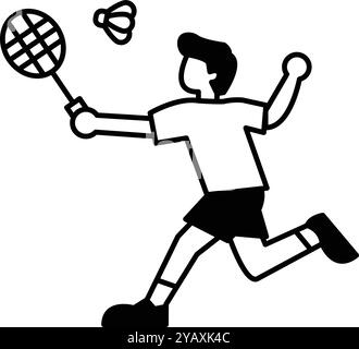 Un homme en chemise joue au badminton Illustration de Vecteur