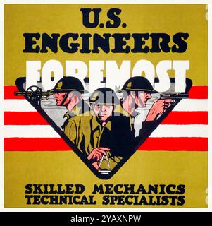 Américain, États-Unis, WW1, affiche de recrutement, ingénieurs américains, les mécaniciens les plus qualifiés, spécialistes techniques par Charles Buckles Falls, 1917-1919 Banque D'Images