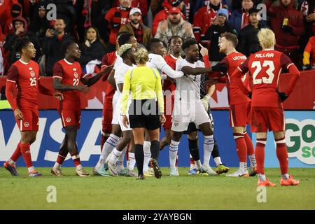 Toronto, Canada. 15 octobre 2024. Toronto, Ontario, Canada, 15 octobre 2024, les joueurs d’équipe Canada se sont retrouvés dans une altercation enflammée lors d’un match amical international entre équipe Canada et Panama à BMO Field. (Photo de Indrawan Kumala/Sipa USA) crédit : Sipa USA/Alamy Live News Banque D'Images