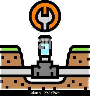 illustration vectorielle d'icône de couleur d'entretien de jardin de réparation de système d'arrosage Illustration de Vecteur