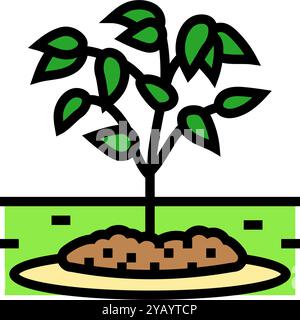 illustration vectorielle d'icône de couleur d'entretien de jardin de paillage Illustration de Vecteur