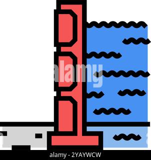 illustration vectorielle d'icône de couleur de catastrophe de barrière d'inondation Illustration de Vecteur