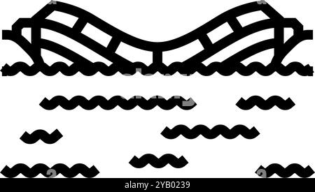 illustration vectorielle d'icône de ligne de catastrophe de pont inondé Illustration de Vecteur