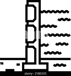 illustration vectorielle d'icône de ligne de catastrophe de barrière d'inondation Illustration de Vecteur