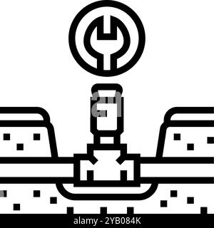 illustration vectorielle d'icône de ligne d'entretien de jardin de réparation de système d'arrosage Illustration de Vecteur