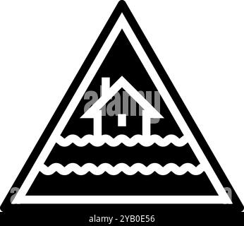 illustration vectorielle d'icône de glyphe d'avertissement d'inondation d'urgence Illustration de Vecteur