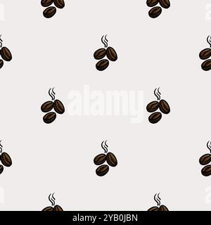 Modèle simple sans couture avec des grains de café. Ensemble d'icônes pour la conception d'un café, restaurant, café, cafétéria Illustration de Vecteur