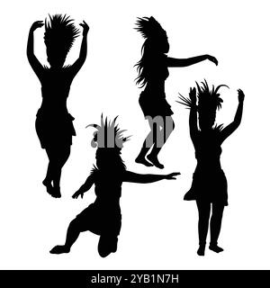 silhouette féminine de danse hawaïenne hula tahitienne Illustration de Vecteur