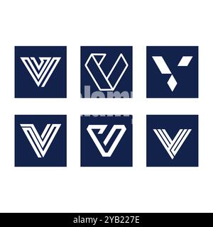 Set Collection of initial Geometric Line Letter V Monogram icône symbole logo Design Vector Illustration de Vecteur