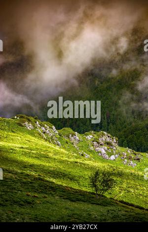 Photo du Col de Pailheres situé dans le département de l'Ariège, dans les Pyrénées françaises. Ce col culmine à une altitude de 2 001 mètres au-dessus du Banque D'Images