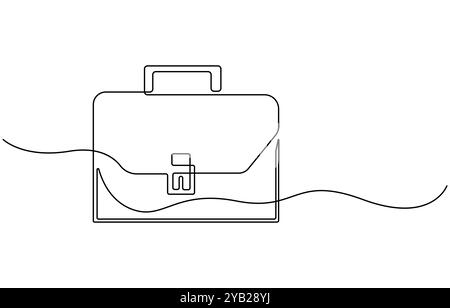 Porte-documents comme illustration vectorielle de contour continu d'une ligne. Porte-documents d'affaires Line art isolé sur fond blanc dans un style minimal, Illustration de Vecteur