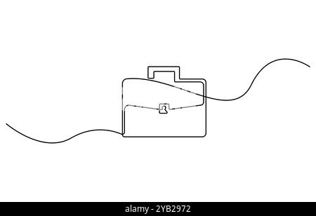 Porte-documents comme illustration vectorielle de contour continu d'une ligne. Porte-documents d'affaires Line art isolé sur fond blanc dans un style minimal, Illustration de Vecteur