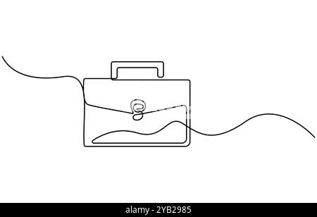 Porte-documents comme illustration vectorielle de contour continu d'une ligne. Porte-documents d'affaires Line art isolé sur fond blanc dans un style minimal, Illustration de Vecteur
