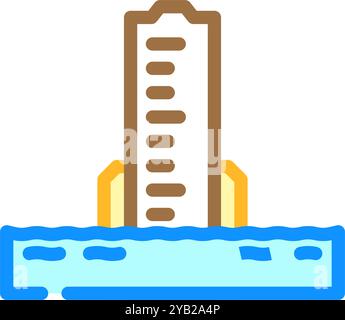 illustration vectorielle d'icône de couleur de catastrophe de jauge d'inondation Illustration de Vecteur