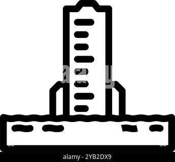 illustration vectorielle d'icône de ligne de catastrophe de jauge d'inondation Illustration de Vecteur