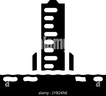 illustration vectorielle d'icône de glyphe de catastrophe de jauge d'inondation Illustration de Vecteur