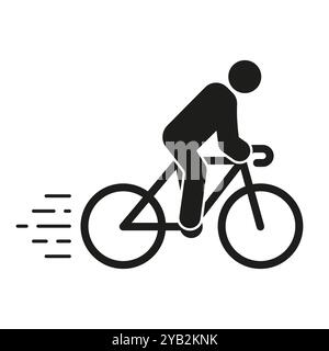 Icône de silhouette de vélo d'équitation humaine. Cyclisme, exercice, loisirs. Activités de plein air et transport sain. Illustration vectorielle isolée Illustration de Vecteur