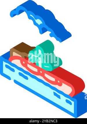 illustration vectorielle d'icône isométrique de catastrophe de bateau de sauvetage en eau Illustration de Vecteur