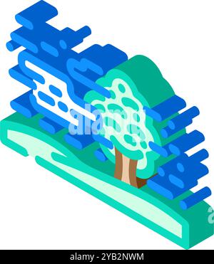 illustration vectorielle d'icône isométrique des phénomènes naturels de brouillard Illustration de Vecteur