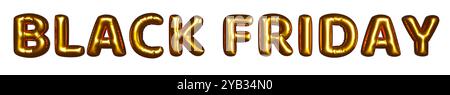 Golden Balloons Black friday texte isolé sur fond blanc. Lettres de police gonflées pour vendredi noir, noël, nouvel an et promotio de vente saisonnière Banque D'Images