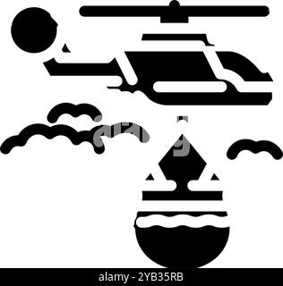 illustration vectorielle d'icône de glyphe d'hélicoptère de lutte contre les incendies Illustration de Vecteur