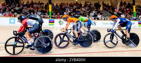 BALLERUP - 16/10/2024, Lorena Wiebes pendant la course de scratch féminine le premier jour des Championnats du monde de cyclisme sur piste au Ballerup Super Arena. ANP IRIS VAN DEN BROEK Banque D'Images