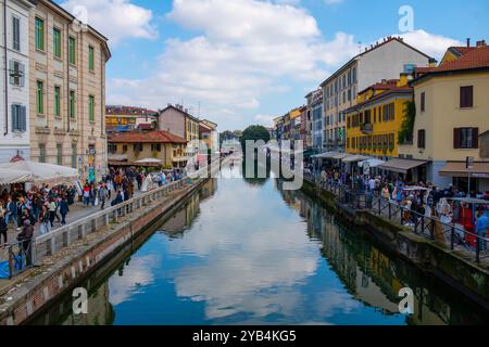 Europe Italie Italie Lombardie Milan Milano Naviglio Grand canal Banque D'Images