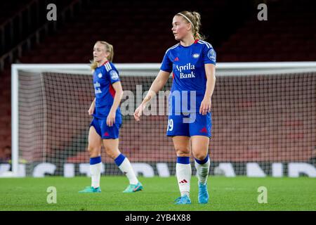 Londres, Royaume-Uni. 16 octobre 2024. Londres, Angleterre, 16 octobre 2024 : Saedis Heiðarsdottir (19 Valerenga) lors du match de l'UEFA Womens Champions League entre Arsenal et Valerenga à l'Emirates Stadium de Londres, Angleterre. (Pedro Porru/SPP) crédit : SPP Sport Press photo. /Alamy Live News Banque D'Images