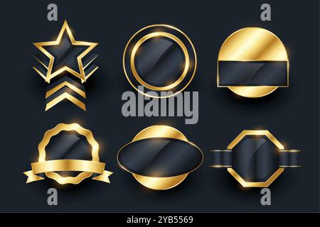 collection de badges et d'étiquettes dorés rétro Illustration de Vecteur