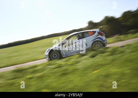 Trèves, Allemagne, 20 août 2011, Nasser Al-Attiyah et son copilote Giovanni Bernacchini dans leur Ford Fiesta au soleil SS9 (Birkenfelder Land 1) o Banque D'Images