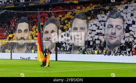 Munich, Deutschland. 14 octobre 2024. firo : 14.10.2024, Football, Football, International match, DFB, équipe nationale masculine, Ligue des Nations, Allemagne - pays-Bas, Ilkay Gundogan, Thomas Muller, manuel Neuer, Toni Kroos, Allemagne, DEU, GER, Allemagne, Backer, Feature, général, chorégraphie, crédit : dpa/Alamy Live News Banque D'Images