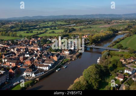 Vue aérienne d'Upton sur Severn , Worcestershire , Angleterre Banque D'Images