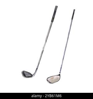 a set of golf clubs, hand drawn watercolor Banque D'Images